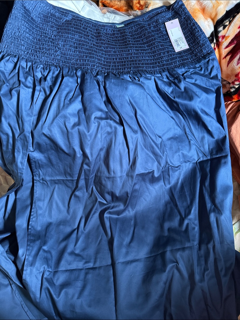 wild fable Strapless Smocked Bodice Navy Blue Dress